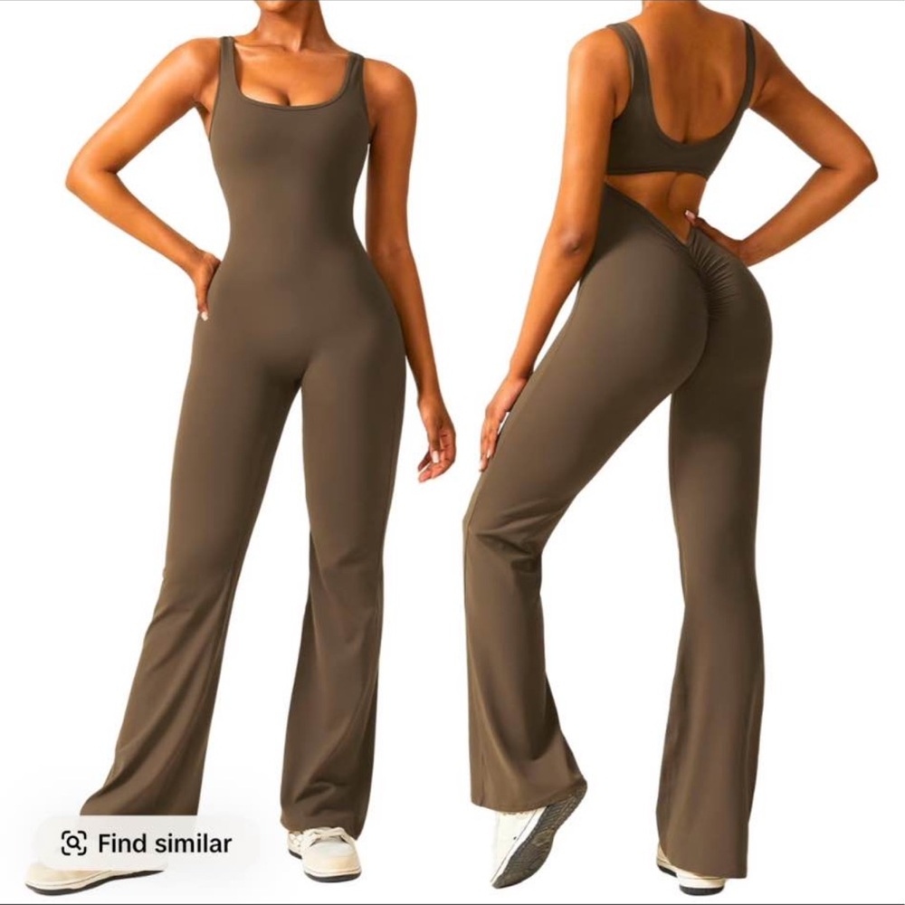 Brown Wide-Leg Jumpsuit with High-Waisted Design